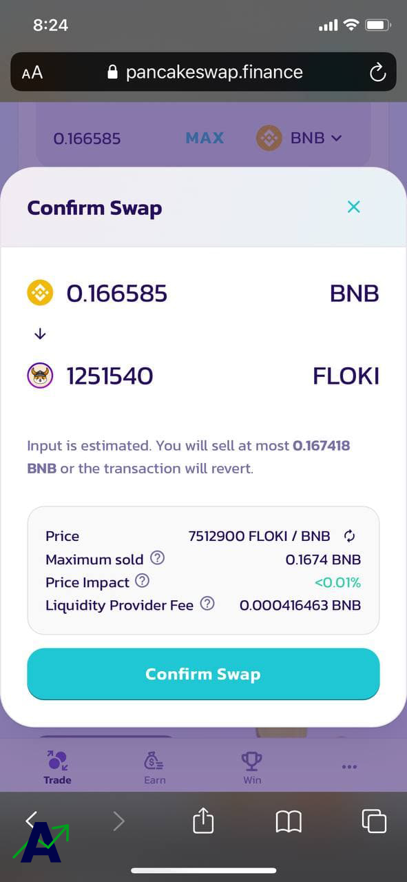 How to Buy FLOKI token - pancakeswap transaction